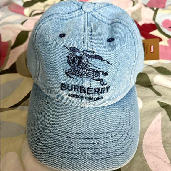 Supreme Burberry Blue Denim Cap